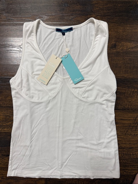 Shore Tops - Shore White Scoop-Neck Tank Top with Bust Seaming size med